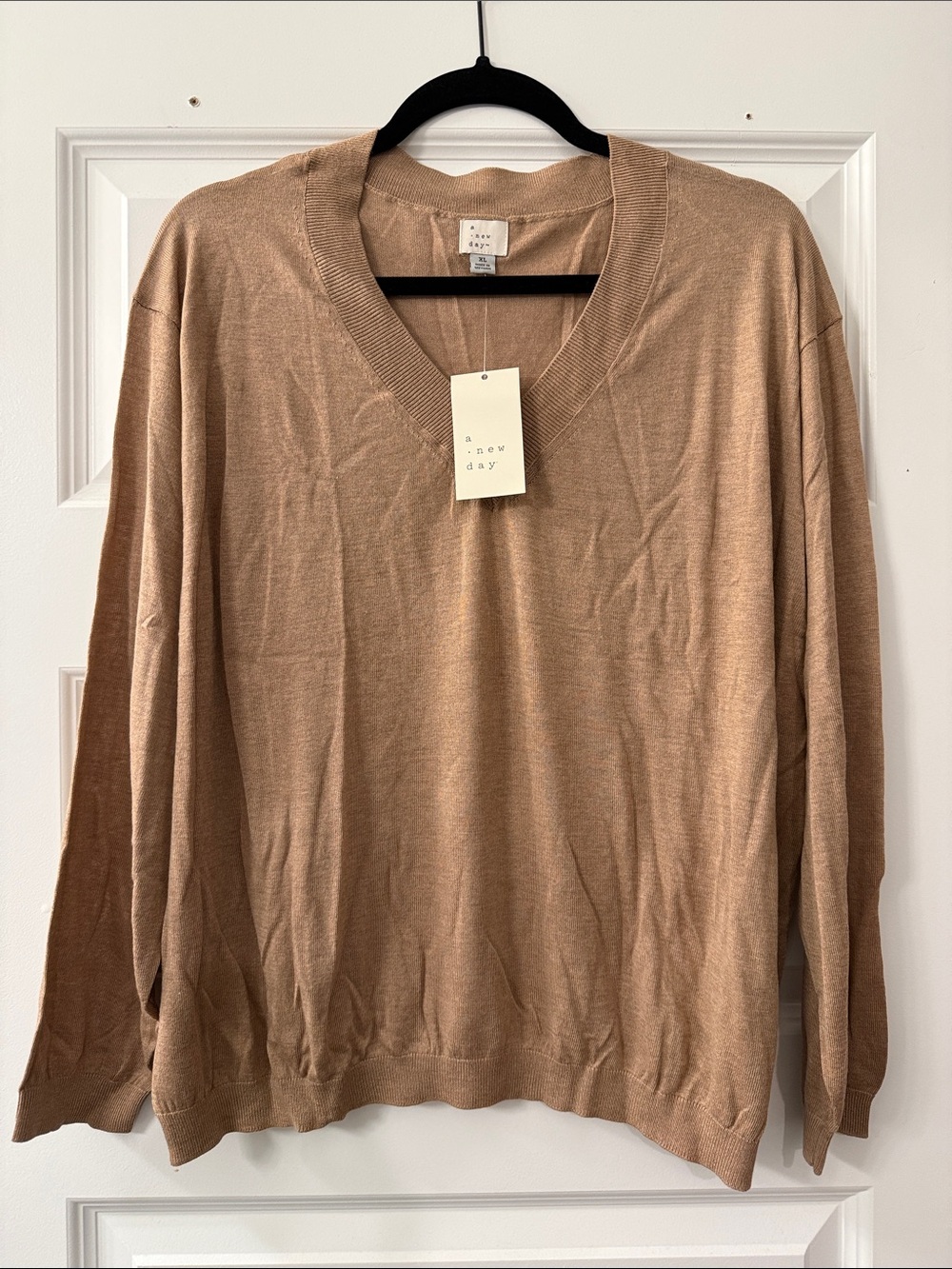 a new day Women’s V-Neck Sweater in Camel Tan